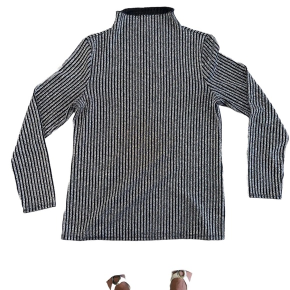 NWOT Alfani Womens Metallic Pullover/Blouse/top Size M Shiny Turtleneck Gunmetal - Picture 3 of 10
